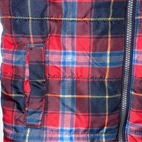 Tommy Hilfiger Vest 18M Baby Red Blue Plaid Full Zip Puffer Pockets Kids Toddler - Picture 6 of 8